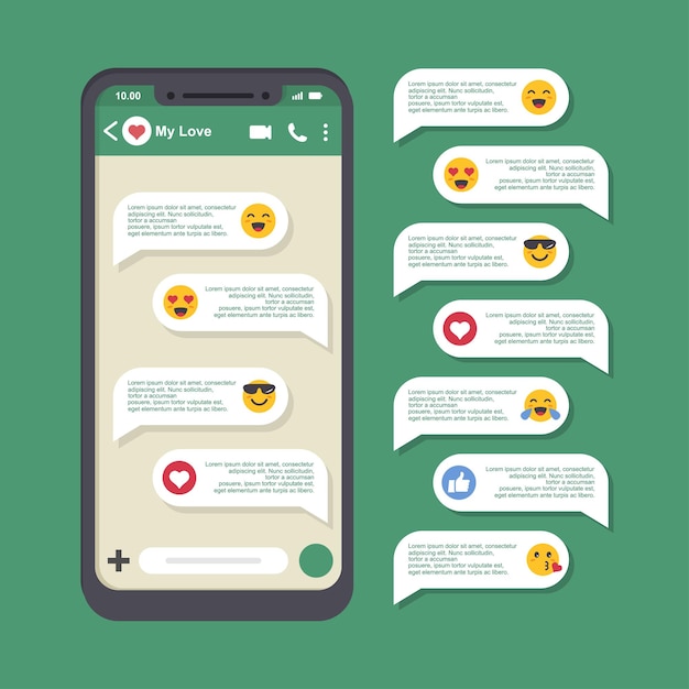 Bubble chat para la interfaz de usuario en estilo plano