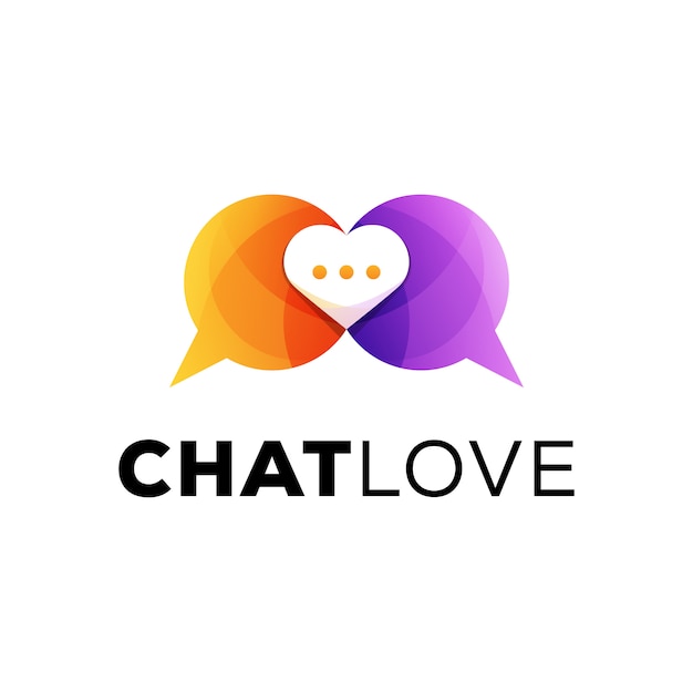 Bubble chat love logo, logo moderno de chat de amor
