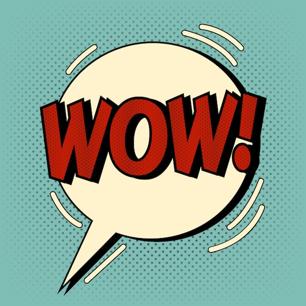 Bubble Comic en estilo Pop Art con expresiones Wow