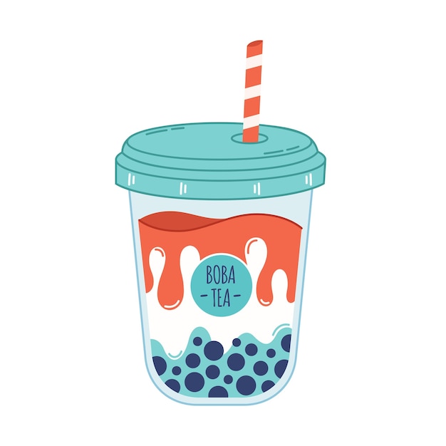 Bubble Milk Tea con perlas de tapioca Té Boba Bebida fría asiática taiwanesa Bebida fría de verano