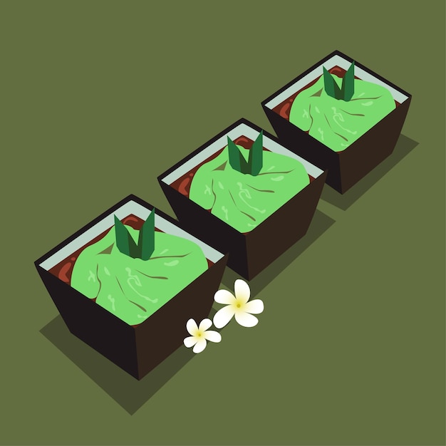 Bubur sumsum pandan ilustración de gachas de postre tradicional indonesio