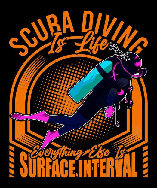 El buceo es la vida Todo lo demás es la superficie Intervalo Diseño de camiseta Diseño de buceo Diseño de vector Arte