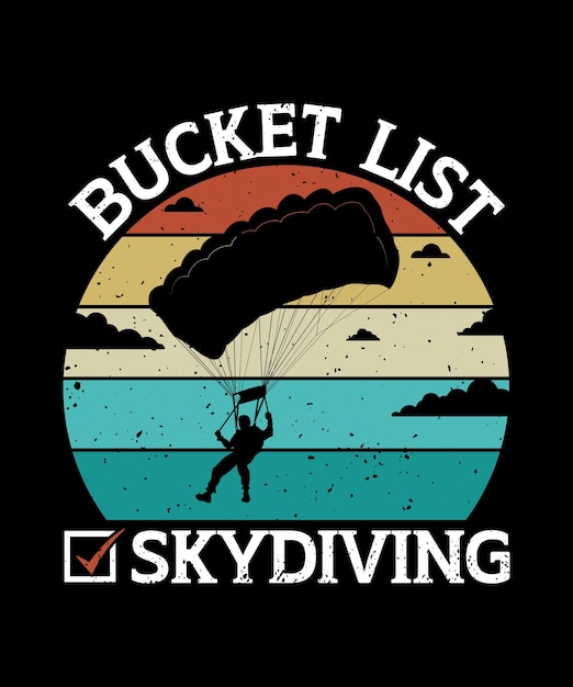 Bucket List Skydiving Vintage camiseta de verano