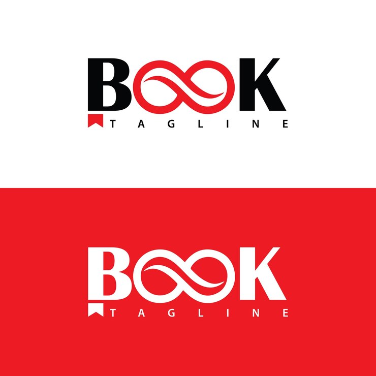 bucle del logotipo del libro infinito y símbolo de marcador