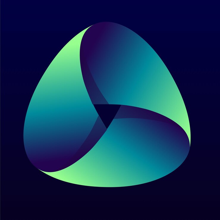 Vector bucle triangular futurista con gradientes suaves que evocan el movimiento infinito