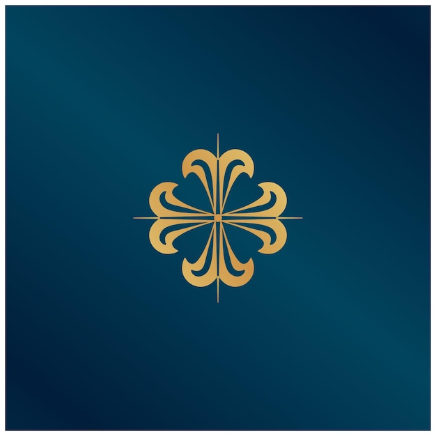 Bud de tulipán dorado simple con hojas diseño para el logotipo, emblema o signo sobre fondo negro Ilustración vectorial