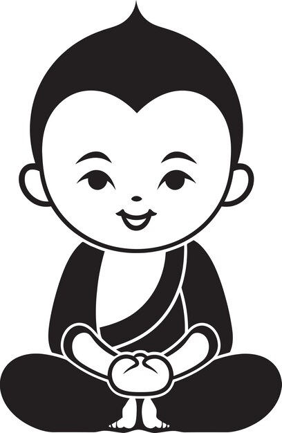 Buda bambino diseño de silueta vectorial prodigio pacífico niño negro buda