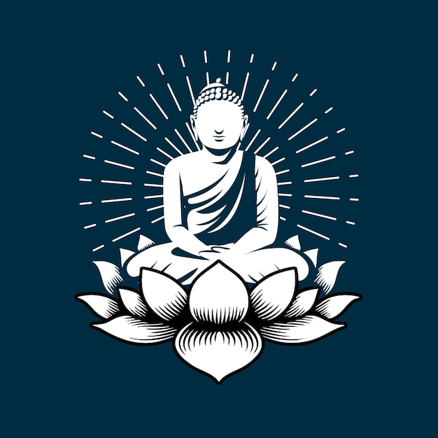 Buda radiante brillando en el vector de la celebración espiritual