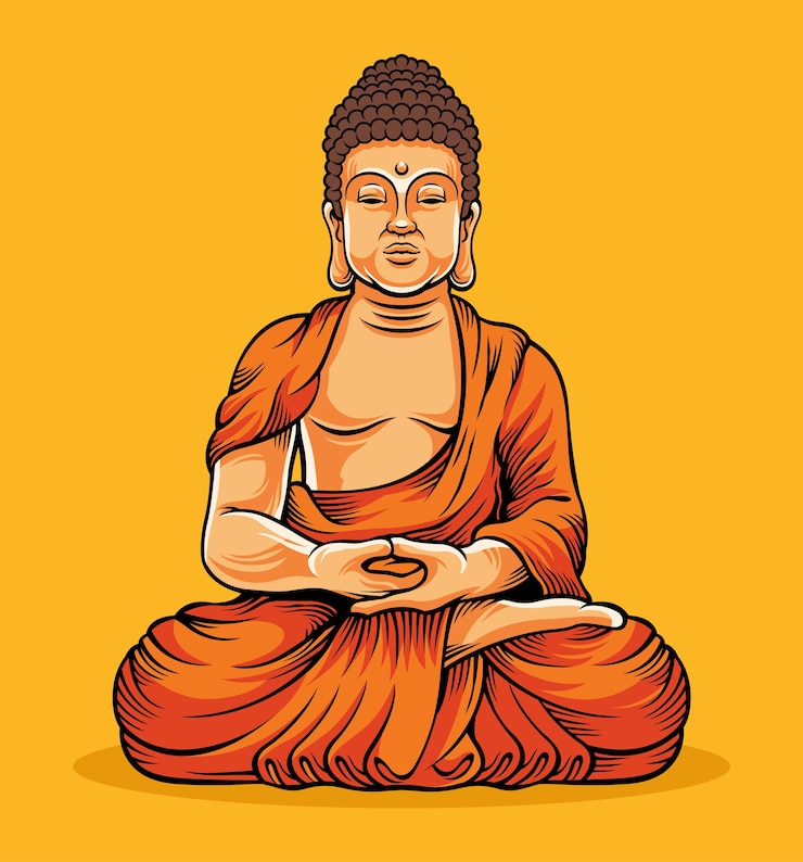 Vector buda sentado estatua de buda de oro