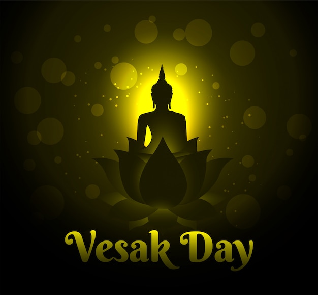 Vector buda sobre fondo de loto feliz día de vesak