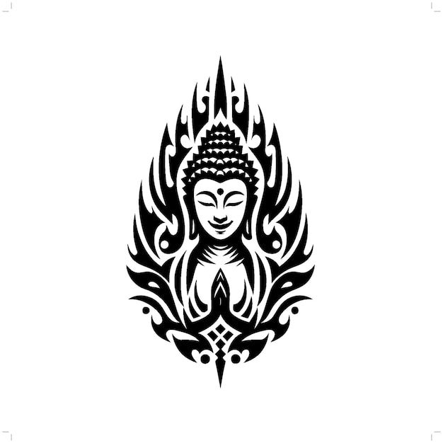Buda en el tatuaje tribal moderno arte de línea abstracta de la deidad contorno minimalista vector