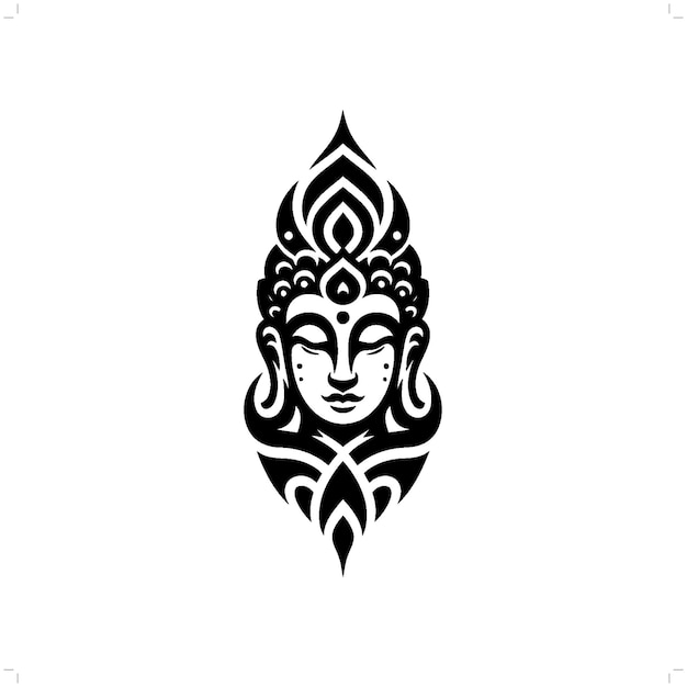 Buda en el tatuaje tribal moderno arte de línea abstracta de la deidad contorno minimalista vector