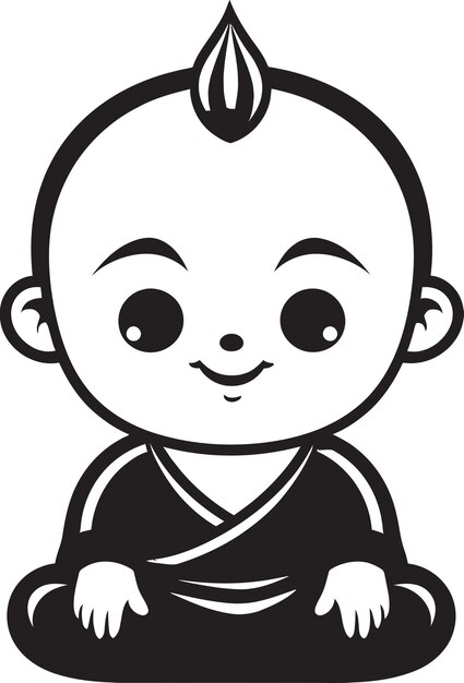 Buddha bambino vector diseño del logotipo del niño prodigio budista pacífico