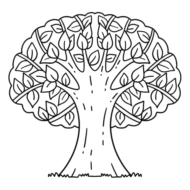 El budismo El árbol Bodhi aislado Página de colorear