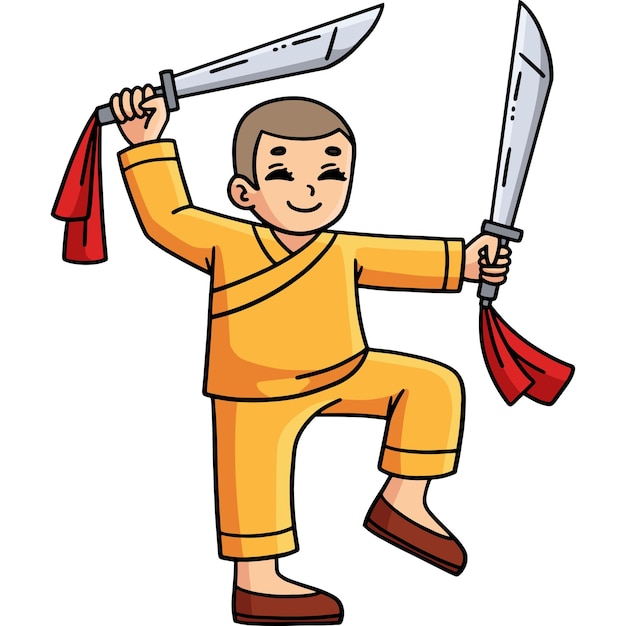 Budismo Budista Mujer Shaolin Cuchillas Clipart