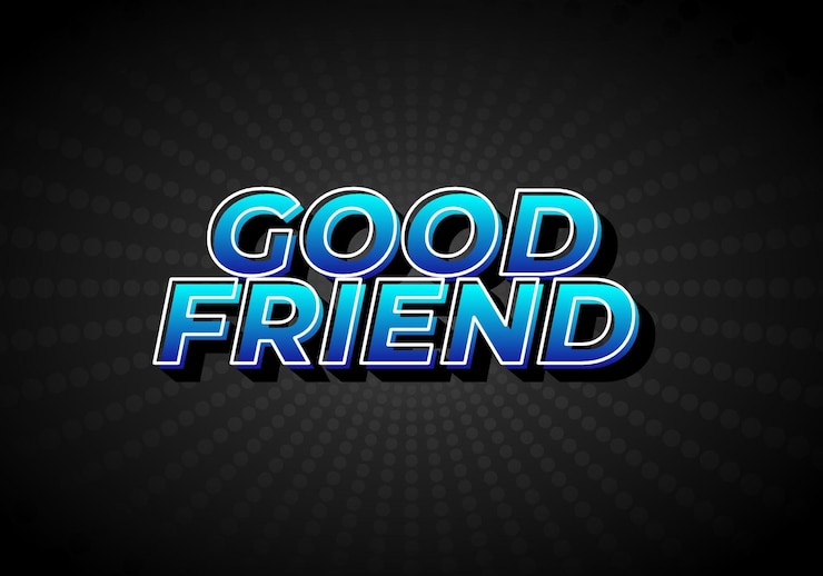 Vector buen amigo efecto de texto en 3d con gradiente de color púrpura amarillo