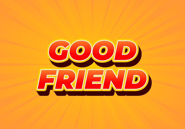 Vector buen amigo efecto de texto en aspecto 3d con gradiente de color púrpura amarillo