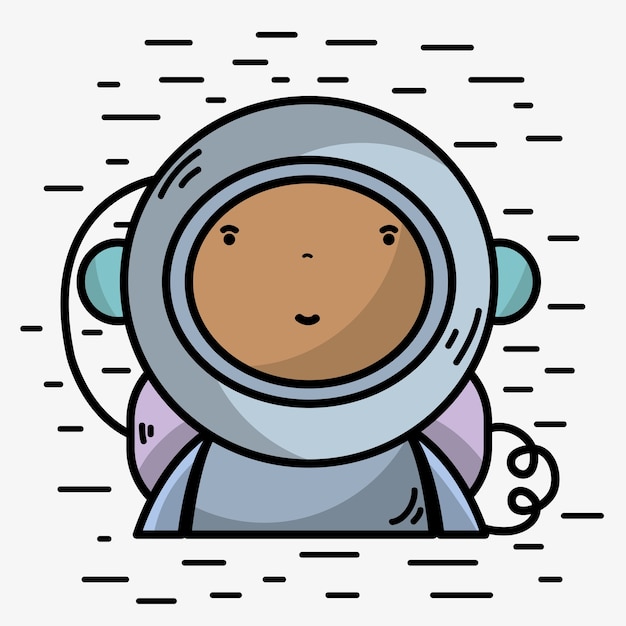 Buen astronauta con equipo para kawaii avatar