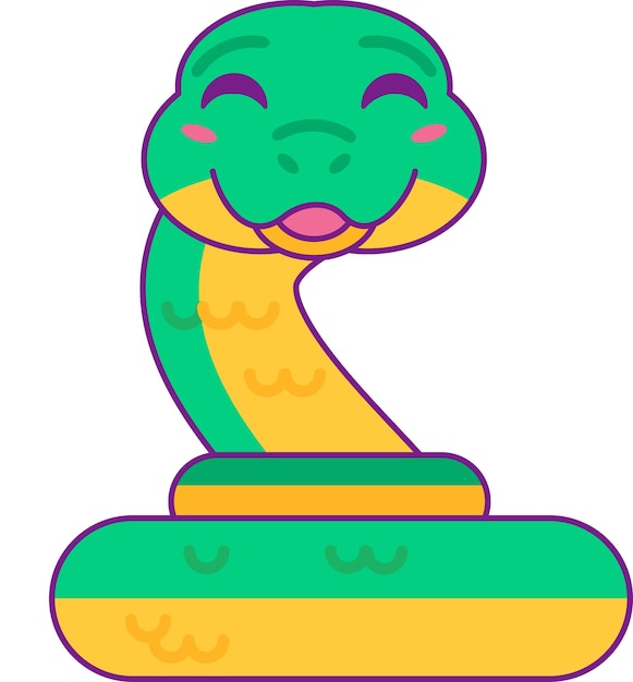 Buen carácter Sonriente serpiente enrollado acariciado pegatina