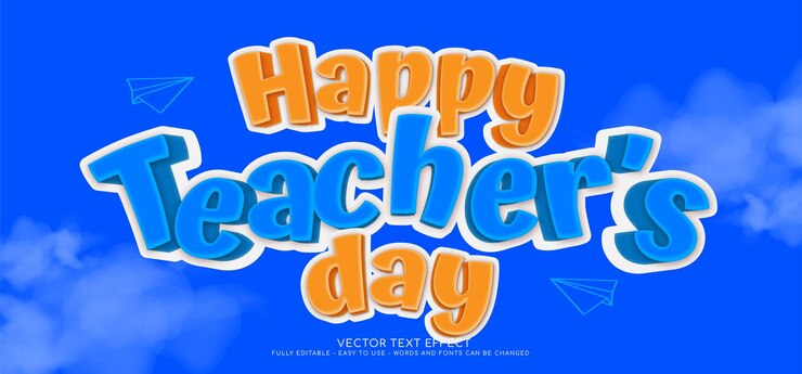 Vector buen día del maestro plantilla de estandarte con efecto de estilo 3d editable 05