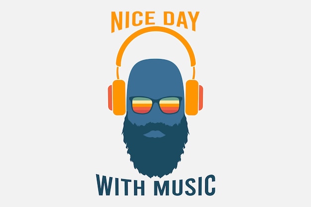 Buen día con música Ilustración de diseño de estilo dibujado a mano