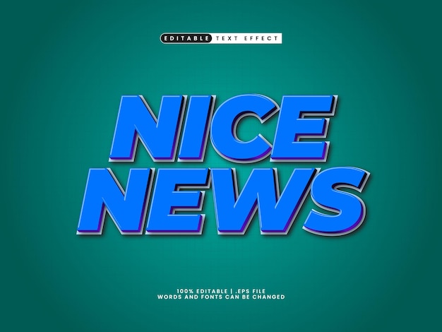 Buen efecto de texto editable de noticias en un estilo de texto simple y moderno