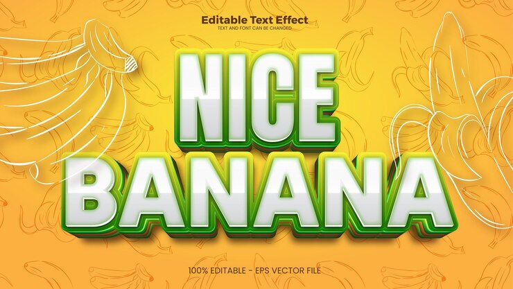 Vector buen efecto de texto editable de plátano en el estilo de la tendencia moderna