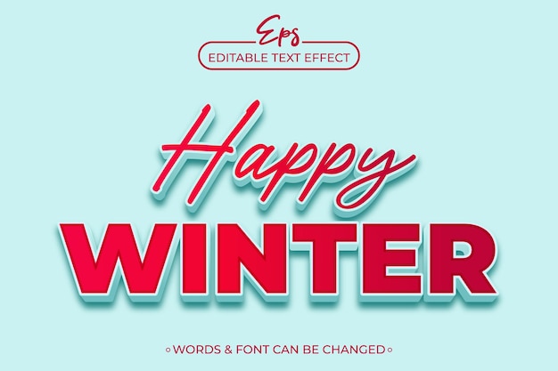 Buen invierno plantilla de efecto de texto editable