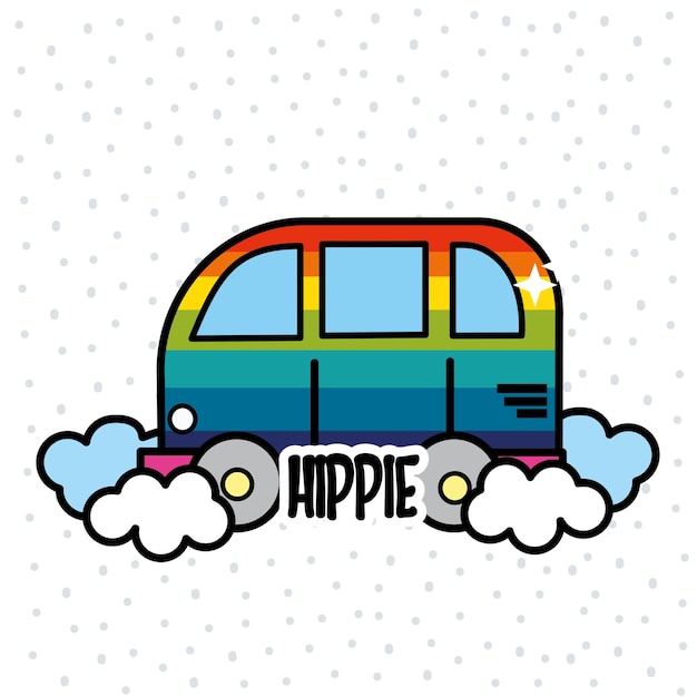 Buen minibús hippie con diseño de nube