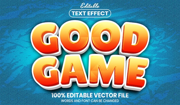 Buen texto de juego, efecto de texto editable de estilo de fuente