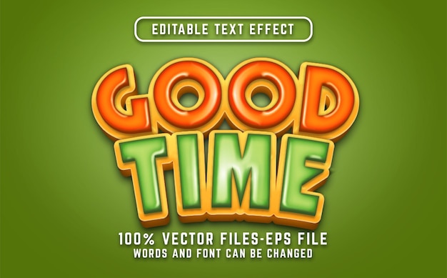 Buen tiempo efecto de texto de estilo de dibujos animados. vectores premium de efecto de texto editable