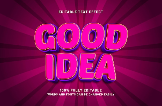buena idea efecto de texto editable en estilo de texto moderno y simple