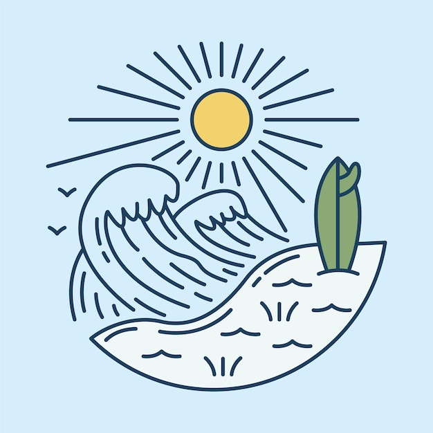 Vector buena ola para surfear en verano ilustración gráfica diseño de camiseta de arte vectorial