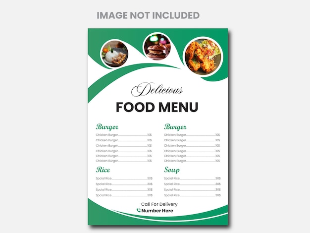 Buena plantilla para el diseño de un menú de comida