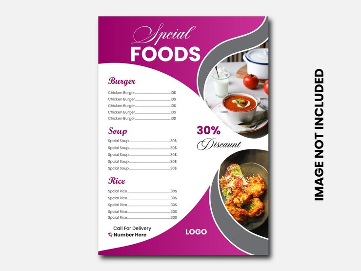 Buena plantilla para el diseño de un menú de comida