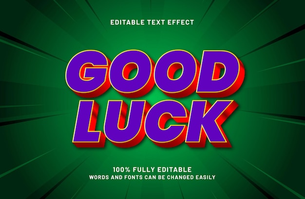 buena suerte efecto de texto editable en estilo de texto moderno y elegante