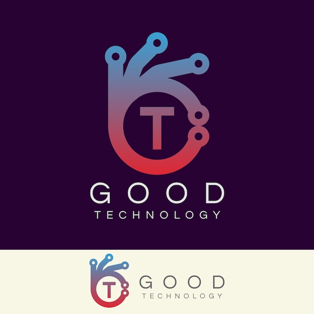 buena tecnología inicial Letra T diseño de logotipos