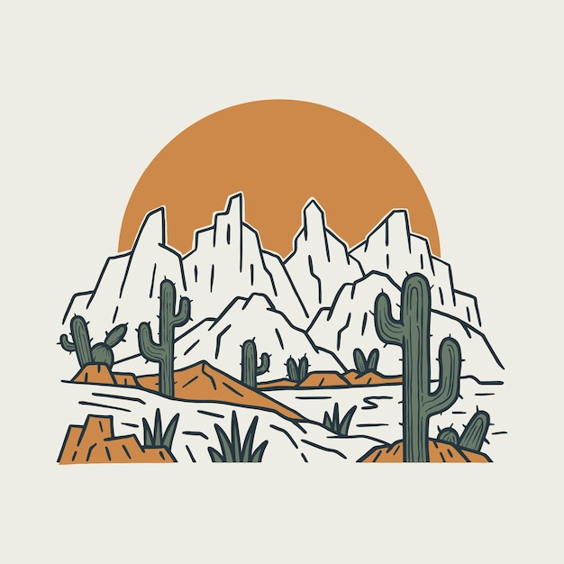 Buena vista de las montañas con amanecer ilustración gráfica arte vectorial diseño de camiseta