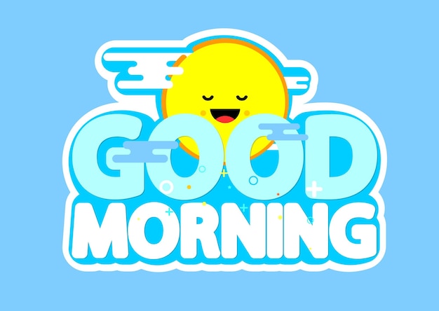 Buenas mañanas modelo de diseño de pegatinas aisladas ilustración vectorial