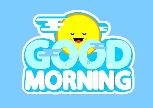 Vector buenas mañanas modelo de diseño de pegatinas aisladas ilustración vectorial