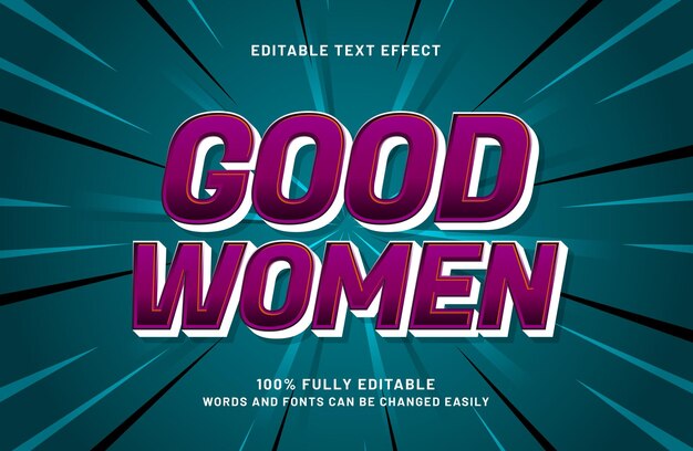 buenas mujeres efecto de texto editable en 3D