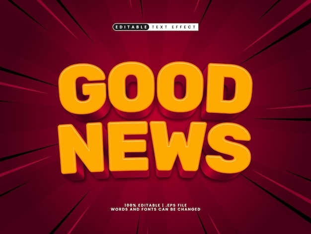 buenas noticias efecto de texto editable en estilo de texto simple y colorido