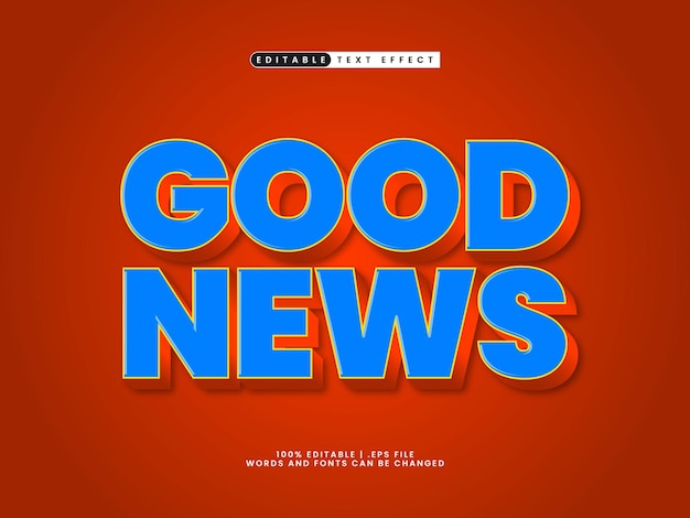 buenas noticias efecto de texto editable en estilo de texto simple y moderno