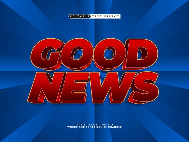 buenas noticias efecto de texto editable en juego y estilo de texto para niños