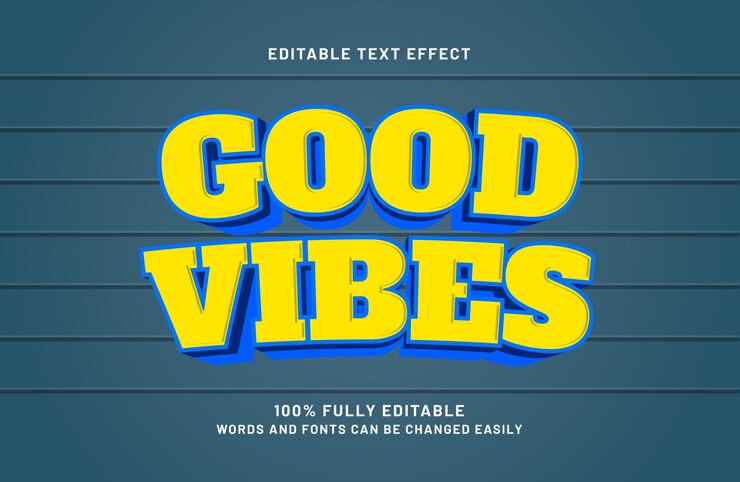 Vector buenas vibraciones efecto de texto editable en niños y estilo de texto feliz