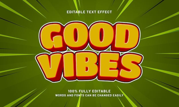 buenas vibraciones efectos de texto editables con un tema feliz y agradable