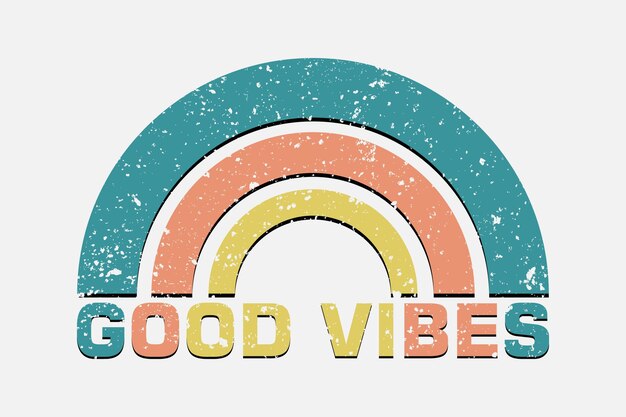 Buenas vibraciones paisaje de diseño vintage retro