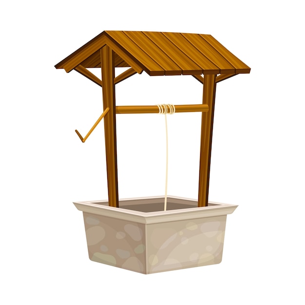 Bueno como estructura de piedra en el suelo para acceder al agua Ilustración vectorial