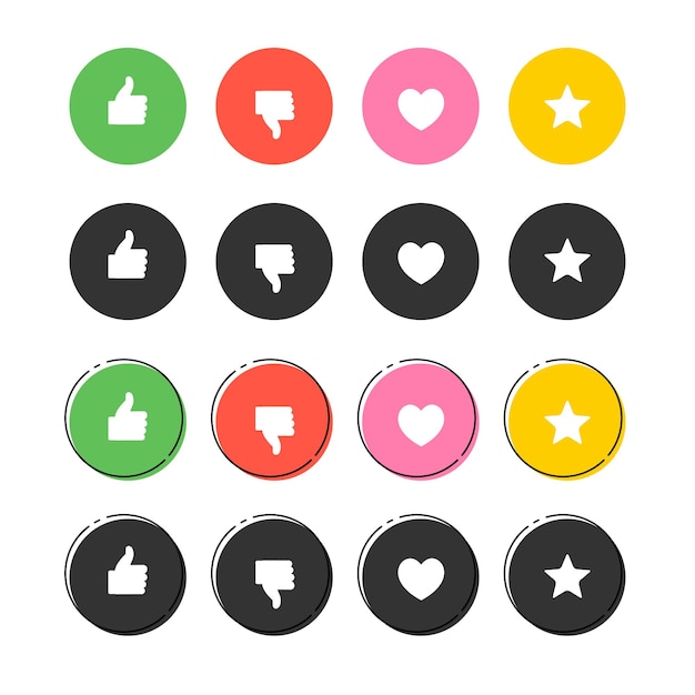 Bueno, malo y favorito conjunto de iconos gráficos vectoriales