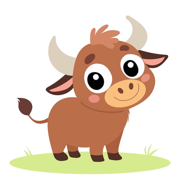 Bueno toro o vaca en estilo plano mínimo Pato animal de granja Arte vectorial dibujado a mano